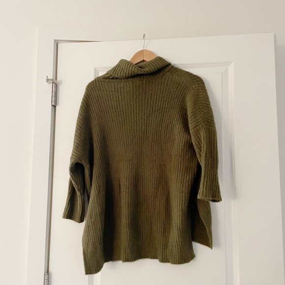 Mersea Chalet Cowl Neck Sweater Olive Ribbed Cozy - Picture 4 of 10